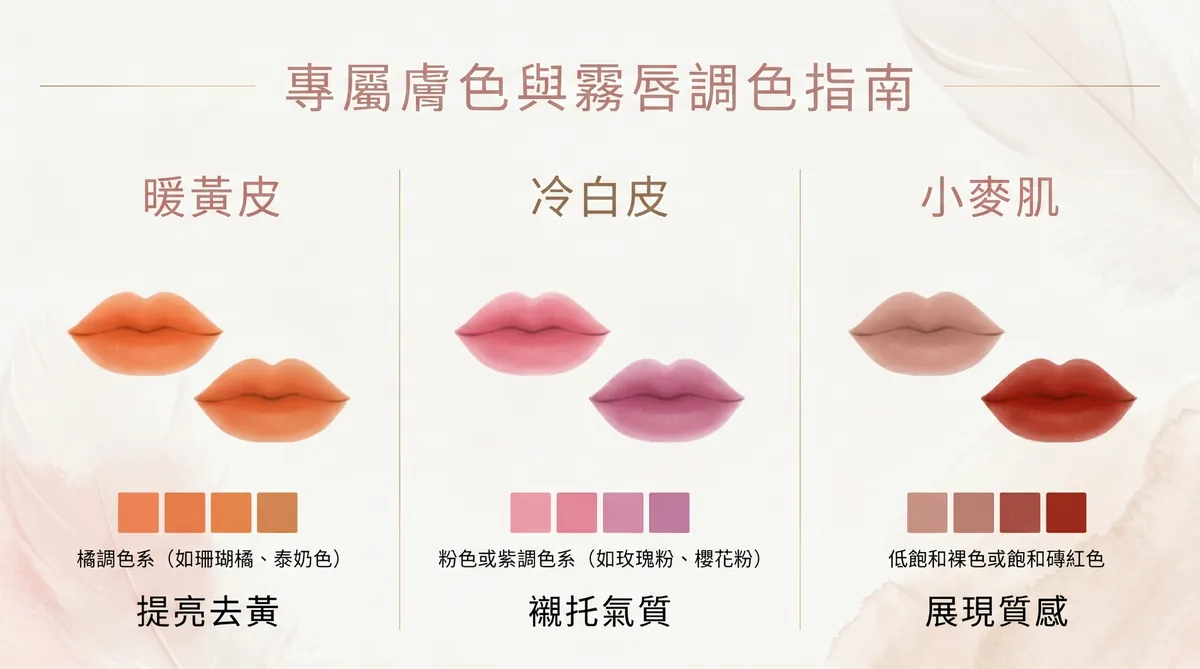 暖黃皮、冷白皮與小麥肌適合的專屬唇色